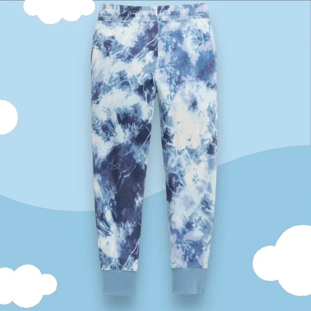 Old Navy Girls Size L 10-12 Jogger Sweatpants Pockets Drawstring Tie Dye Blue